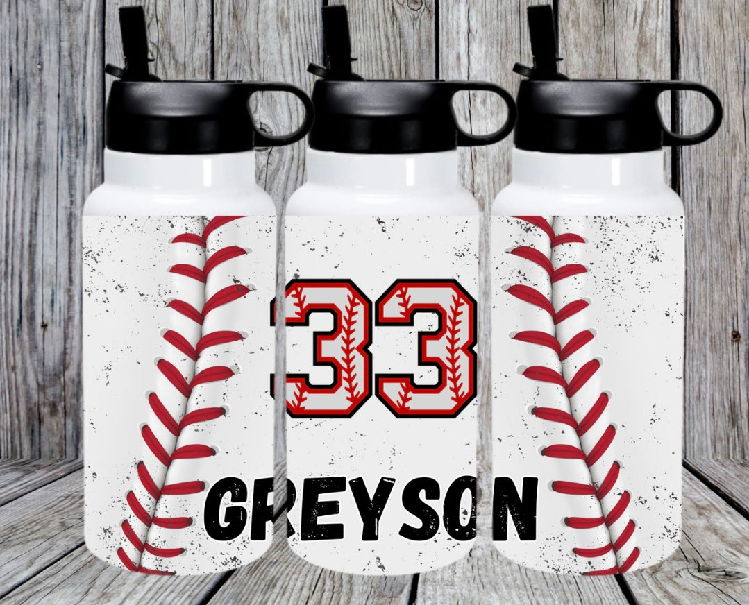 32 oz Personalized Baseball Water Bottle